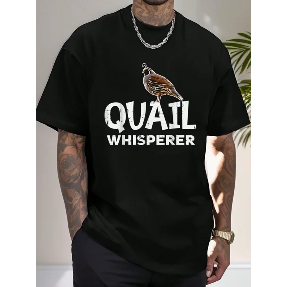 Quail Whisperer Men's Graphic T-Shirt, Bird Lover Short Sleeve Cotton Tee