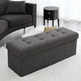 thumbnail image 4 of Repose-pieds Ottoman avec Couvercle Relevable et Rangements Cachés Banc de Rangement avec Épais Tapissage Gris, 4 of 4