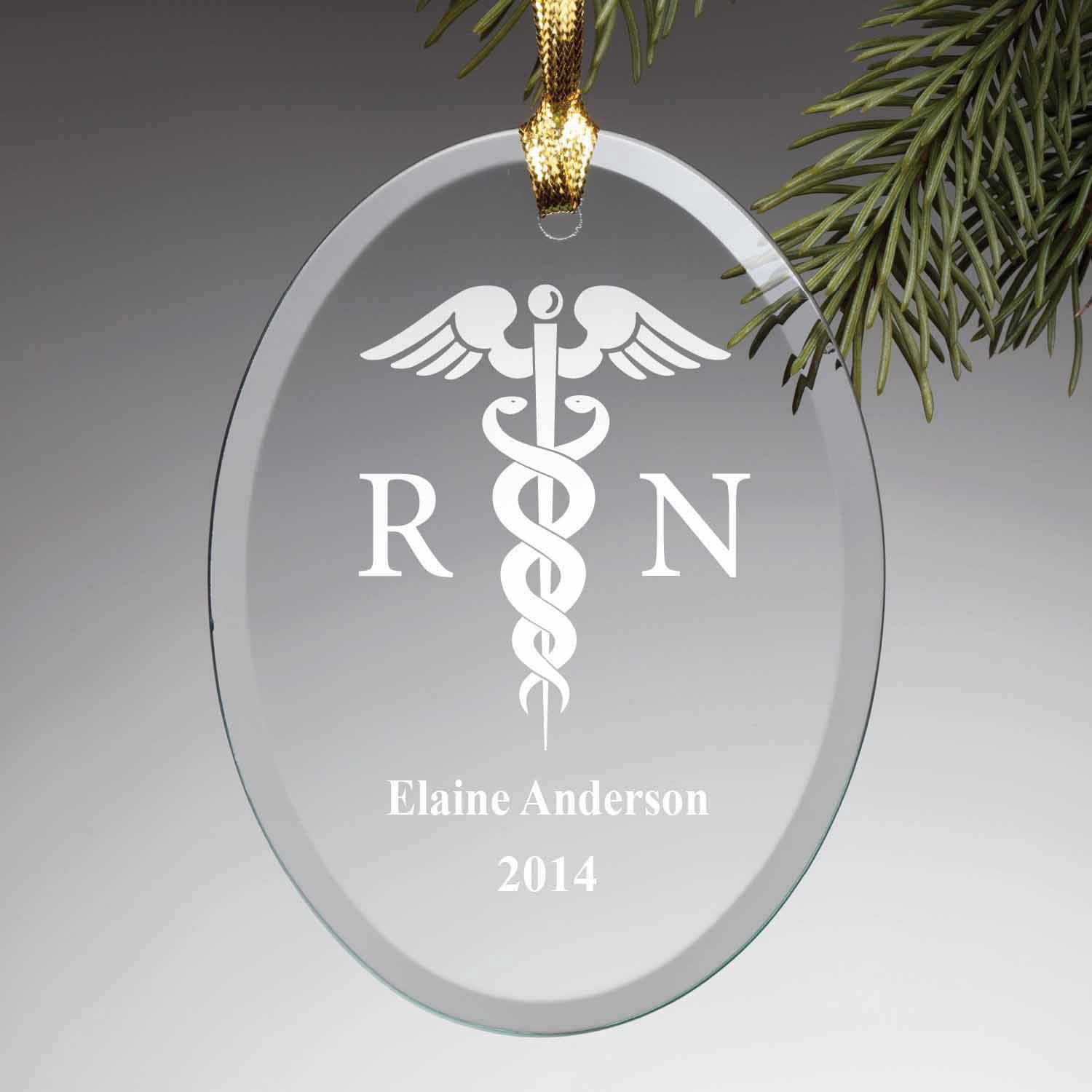 Personalized RN Glass Ornament