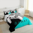thumbnail image 3 of Manfei Chic Gamepad Teens Bedding Comforter Set, Black Cyan Cartoon Twin Comforter Sets, Game Console Player Reversible Bedding Set, Ultra Soft Home Decor, 2pcs, 3 of 8