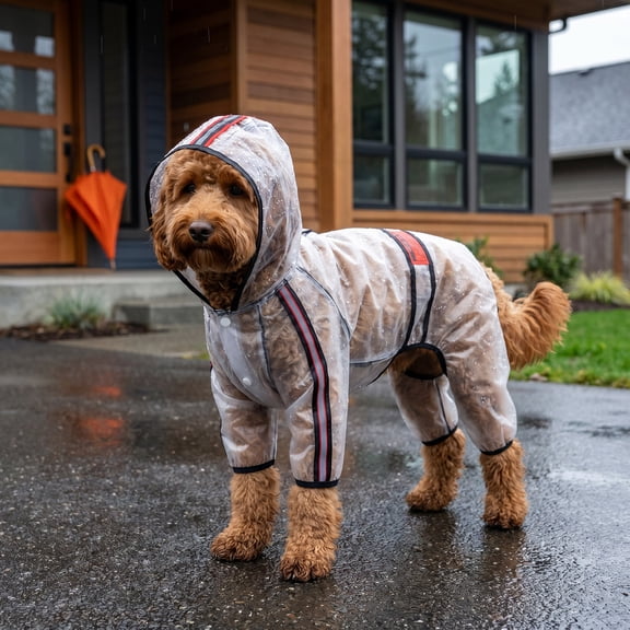ZHANGLU Dog Hooded Slicker Poncho Raincoat Clear Light Waterproof Coat for Small to Medium Dogs Chest 17.72–19.69 in Back Length 16.34 in Recommended Weight 12.13–16.53 lb