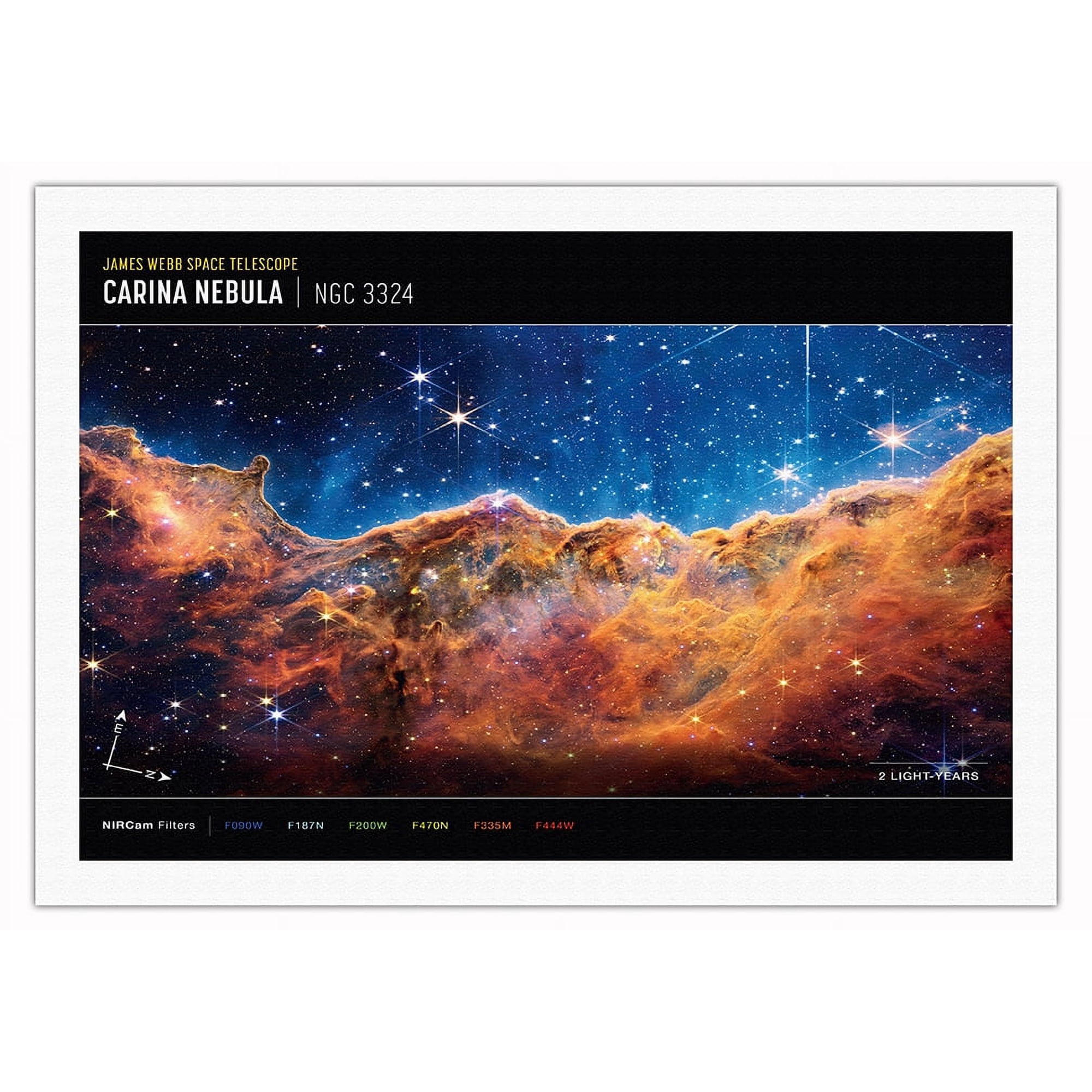 Carina Nebula From James Webb Telescope - NASA Color Photo - Fine Art Rolled Canvas Print (Unframed) 27in x 40in
