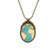 Earth Blue Ocean Yellow World Antique Necklace Vintage Bead Pendant Keychain