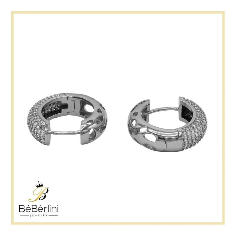 【HYKE】HOOP EARRINGS SILVER925 Amazon.com: Iced Cz White Gold Plated 925 Sterling Silver
