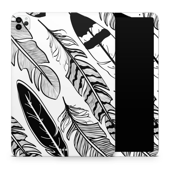 DesignSkinz Vector Black and White Feathers Full-Body Skin Decal Wrap Cover for iPad (A1219/A1337)