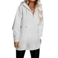 thumbnail image 5 of Womens Casual Loose Zipper Solid Color Long Sleeve Hoodies Sweatshirts Rayon Sweatshirt Long Loose Sweatshirts Women Womens Snap Front Sweatshirt All Sweatshirt with over Hoodies for Women Fall, 5 of 8