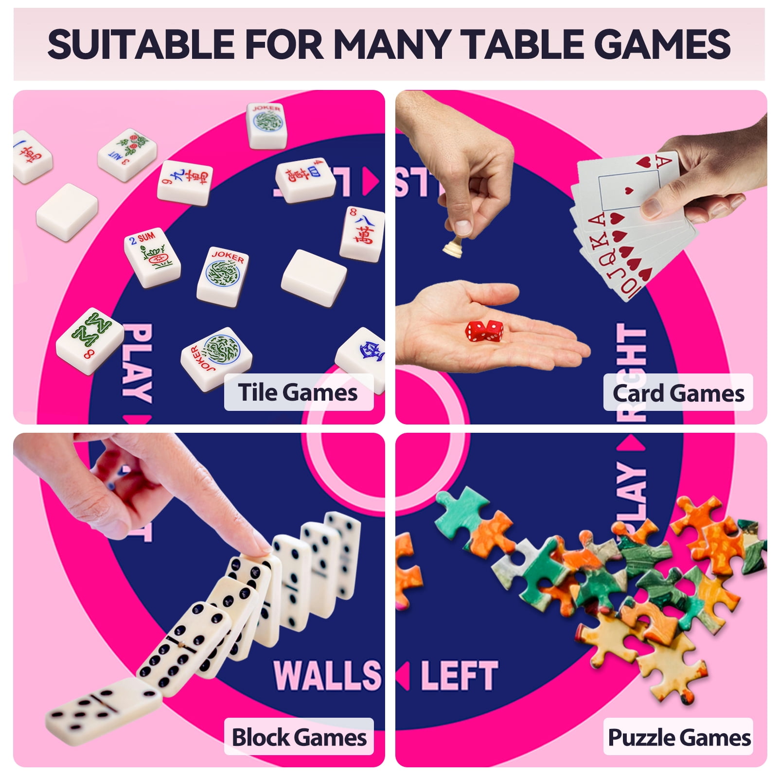 Classic Mahjong Mat with Rules, Anti-Slip and Noise Reduction, 31.5"x31.5" Neoprene Mat for Mahjong, Poker