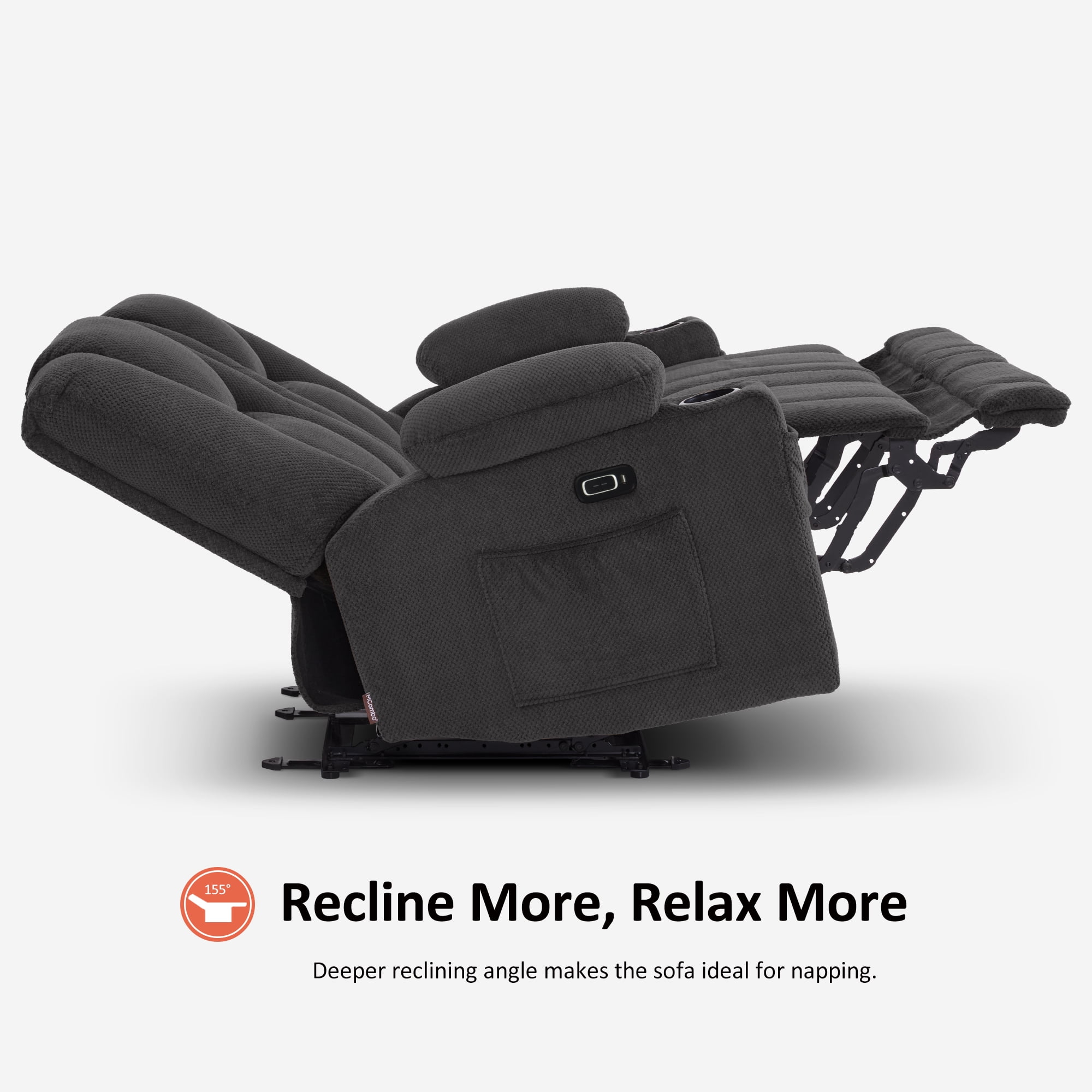 MCombo Power Loveseat Recliner w/ Massage USB Port for Living Room Gray Fabric 6025