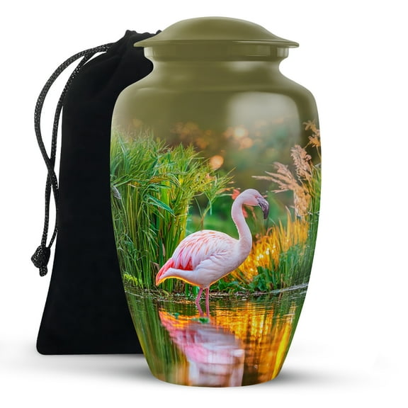 KARYLIZ Flamingo Urn for Sister & Brother, Funeral & Burial Urns for Ashes, Large Decorative Urn for Family,Cremation Memorial Urns