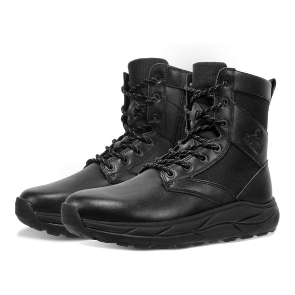 Soulsfeng Men's Women's Tactical Boots Lightweight Side Zipper Outdoors Combat Hiking Desert Boots Black Size 42