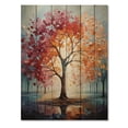 thumbnail image 3 of Designart "Majestic Blaze of Maple Trees" Floral & Botanical Print on Natural Pine Wood, 3 of 5