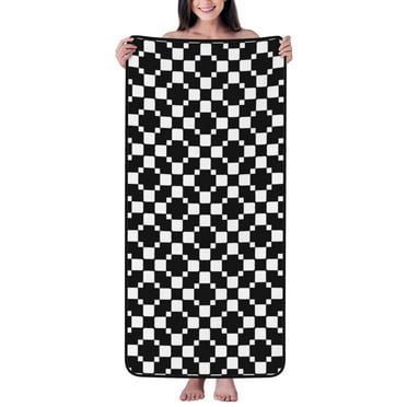 Bath Towels - Highly Absorbent Large Bath Towels, Soft Shower Towels for Bathroom, Black and white checkered Bath Towel Bath Sheets 27 x 55 Inches