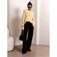 thumbnail image 6 of Womens Ruff Collar Sweater Oversized Flared Sleeve Loose Pullover Sweaters Tops Yellow L, 6 of 9
