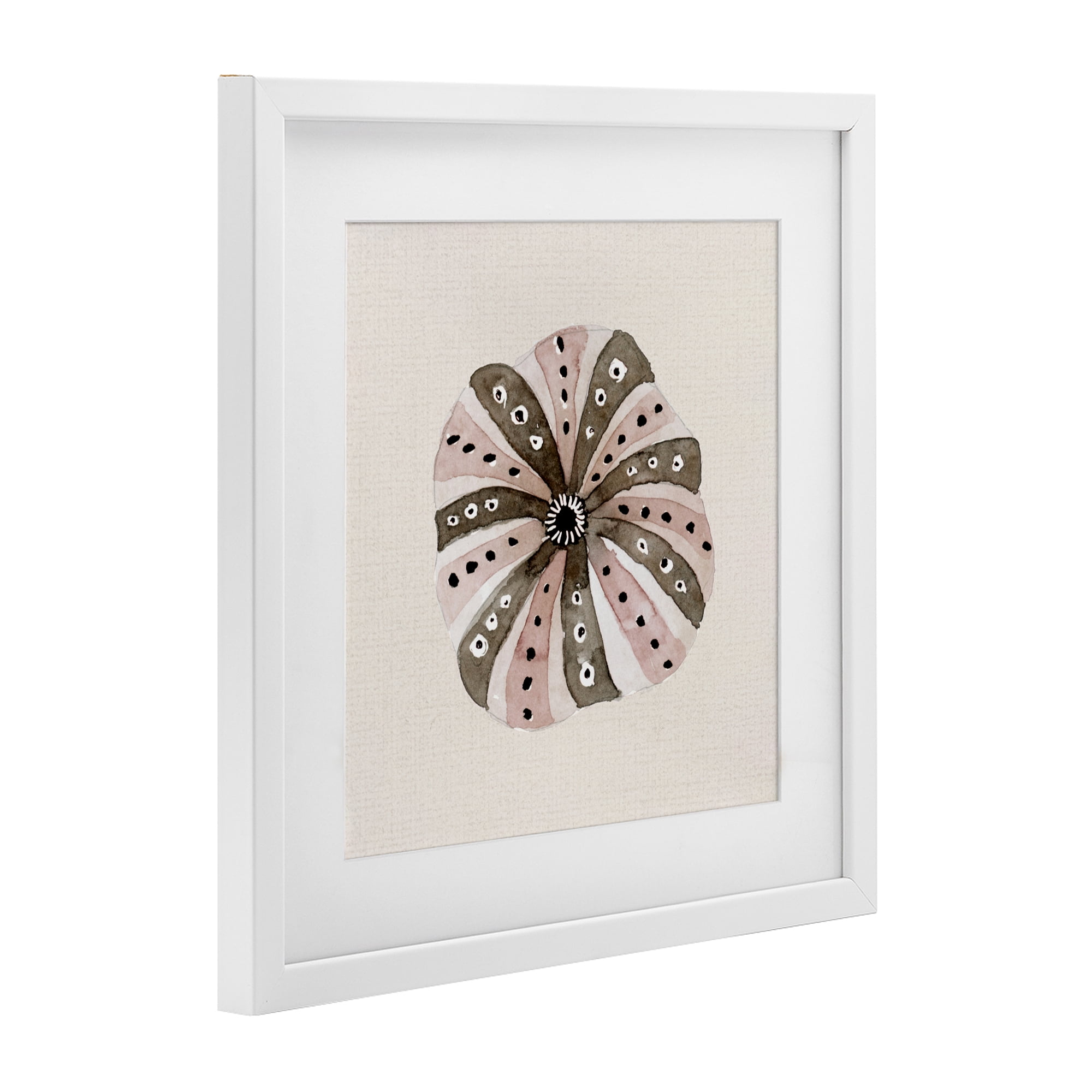 Stupell Industries Taupe Striped Sea Urchin White Framed Print Under Glass, design by Lanie Loreth