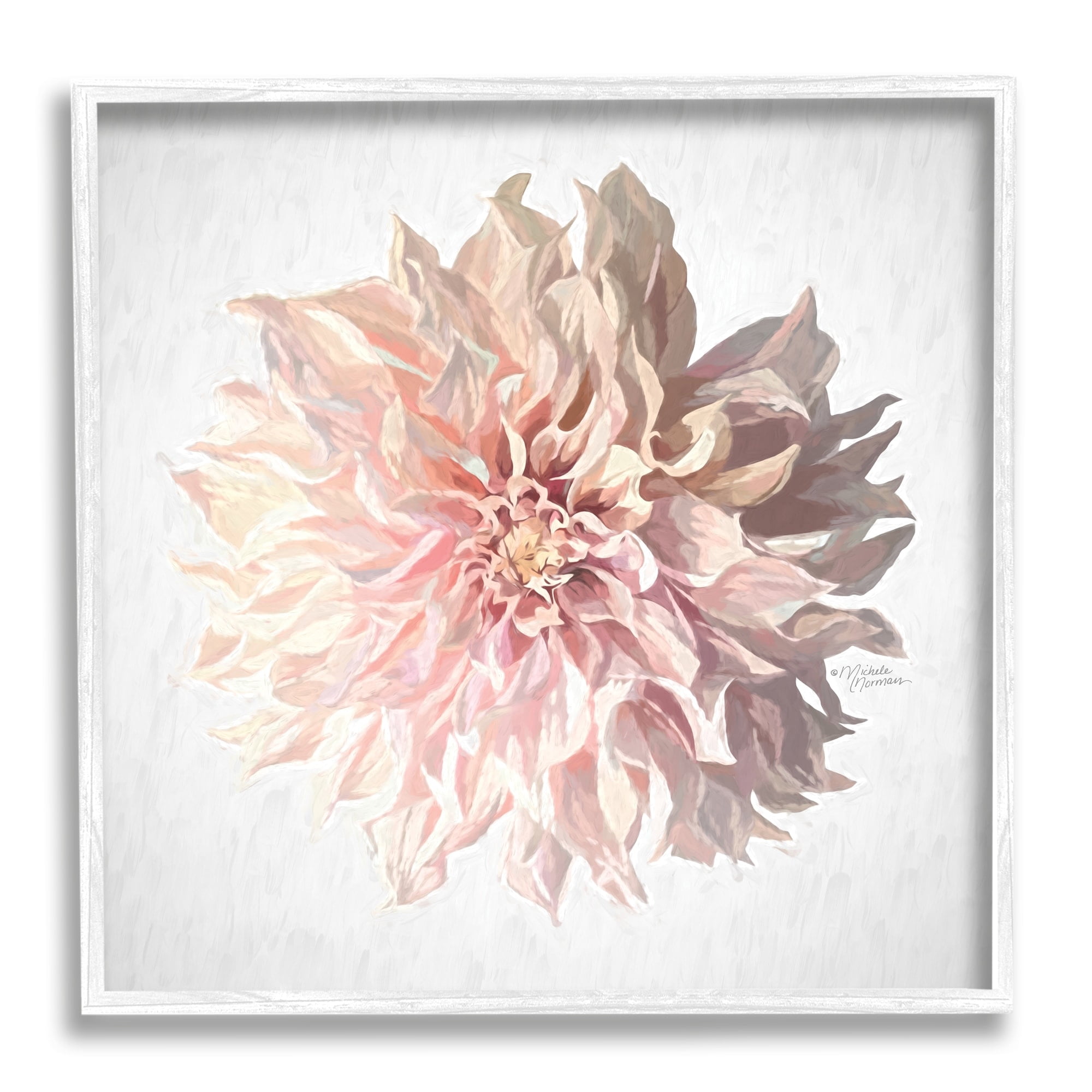 Stupell Industries Abstract Dahlia Flower Blossom Pink Sunlit Petals Painting White Framed Art Print Wall Art, Design by Michele Norman