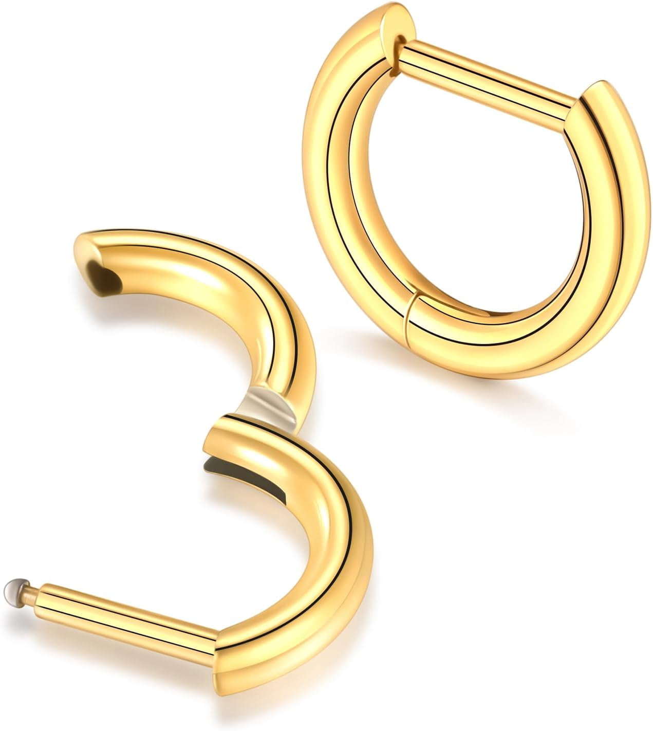 QQTDFG 2G-12G Titanium Hinged Large Septum Ring Clicker Ear Gauge