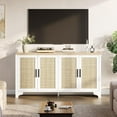thumbnail image 3 of Four Door Storage Cabinet, Natural Rattan Side Table for Dining Room, Bohemian Style Coffee Table for Living Room, Oak Entryway Console Table, 3 of 7