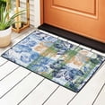thumbnail image 2 of YFYANG 36"x24" Non-Slip Flannel Carpet Doormat, Living Room Bedroom Office Decorative Area Rugs, Indoor Blue Watercolor Leaf Vein Texture Floor Mats, 2 of 7