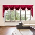 thumbnail image 5 of VOGOL Burgundy Swag Valances for Kitchen Window, Luxury Velvet Waterfall Valance with Bead Tassels, Light Filtering Decorative Curtains for Nursery, 138" x 43", 1 Panel, 5 of 7