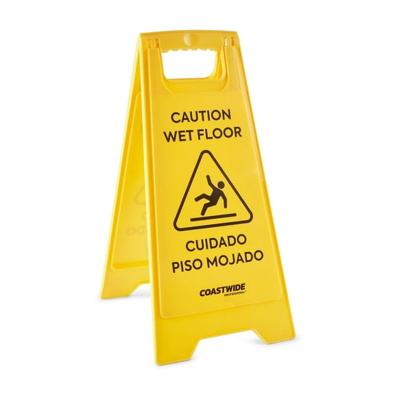Staples Coastwide Professional Safety Awareness Floor Sign Yellow 2/Pack CW21872/21872VS
