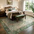 thumbnail image 4 of Lahome Decor 8'x10' Floral Area Rug for Living Room ,Area Rug 8x10ft ,Non Slip Machine Washable Rugs ,Vintage Rug Low Pile Boho Bird Rug for Bedroom Dining Room Office Farmhouse,Light Green, 4 of 10