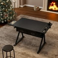 thumbnail image 2 of S-HOME Adjustable Drawing Drafting Table Desk With 2 Drawers And Stool For Home Office And School Use In Contemporary Style，Black, 2 of 6
