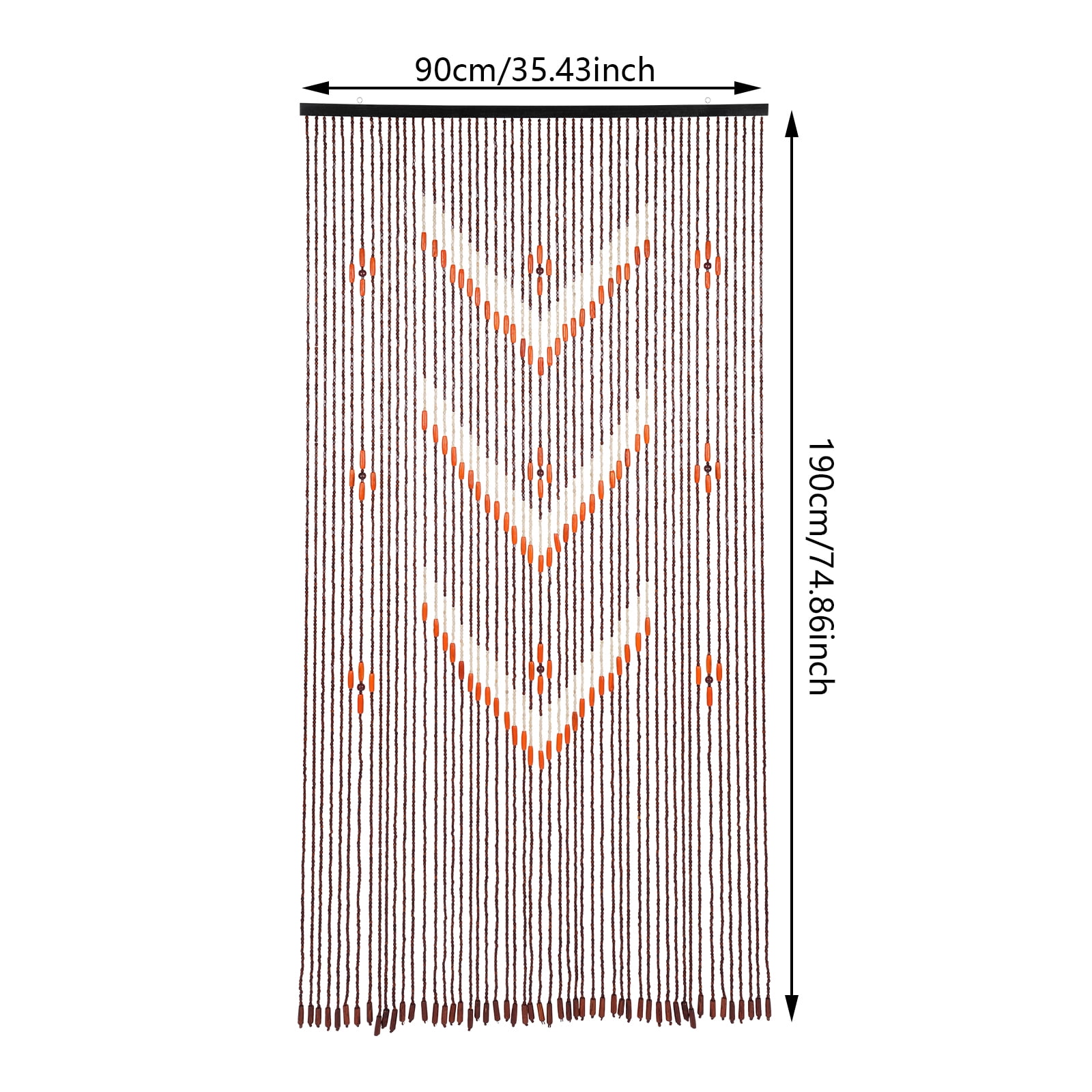 Wildnix Bamboo and Wood Beaded Curtain with Bottom Pendant, Coffee Color, Handcrafted Chinese Style, Vintage Door or Window Hanging, Easy Installation, Home Decoration