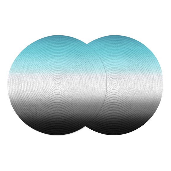 Round Placemats Abstract Black White Blue 15 inch Set of 2 Table Mats for Dining Table Modern Minimalist Ombre Heat Resistant Non-Slip Kitchen & Home Decorative Place Mat Set