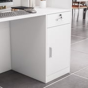 OXYLIFE Reception Desk with Hutch, Lockable Drawer and Storage Cabinet for Office