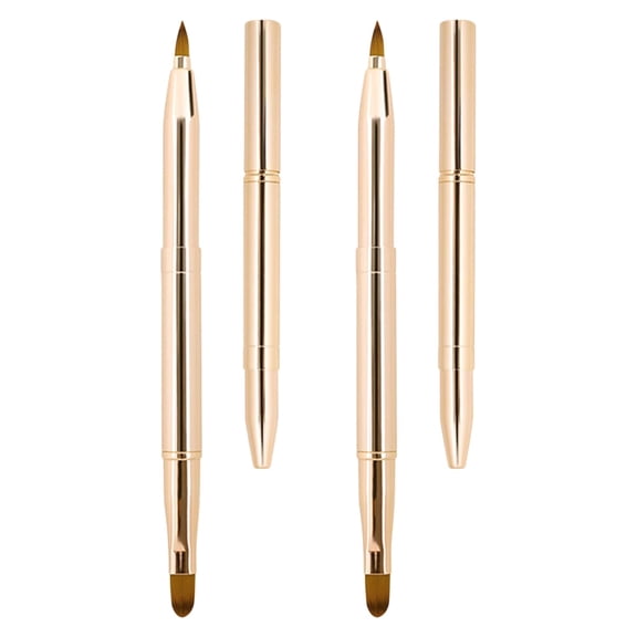 [2 Pack] Lip Brush for Lipstick, Retractable Lip Brushes, Dual-ended Makeup Brush for Lipstick Lip Gloss, Include Lid