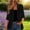 Black, variant on Women Solid Chiffon Lightweight Duster Coat in V Neck Cutting for Daily Leisure Outer Matching