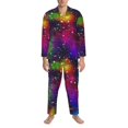 thumbnail image 3 of Fotbe Bright Universe Pattern Long Sleeve Pajama Set for Men,Sleepwear Set,2-piece Loungewear Set,Soft PJs Comfy Nightwear with Pockets-XX-Large, 3 of 7