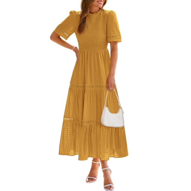 Vestido de verano DOWERME casual bohemio con volantes huecos