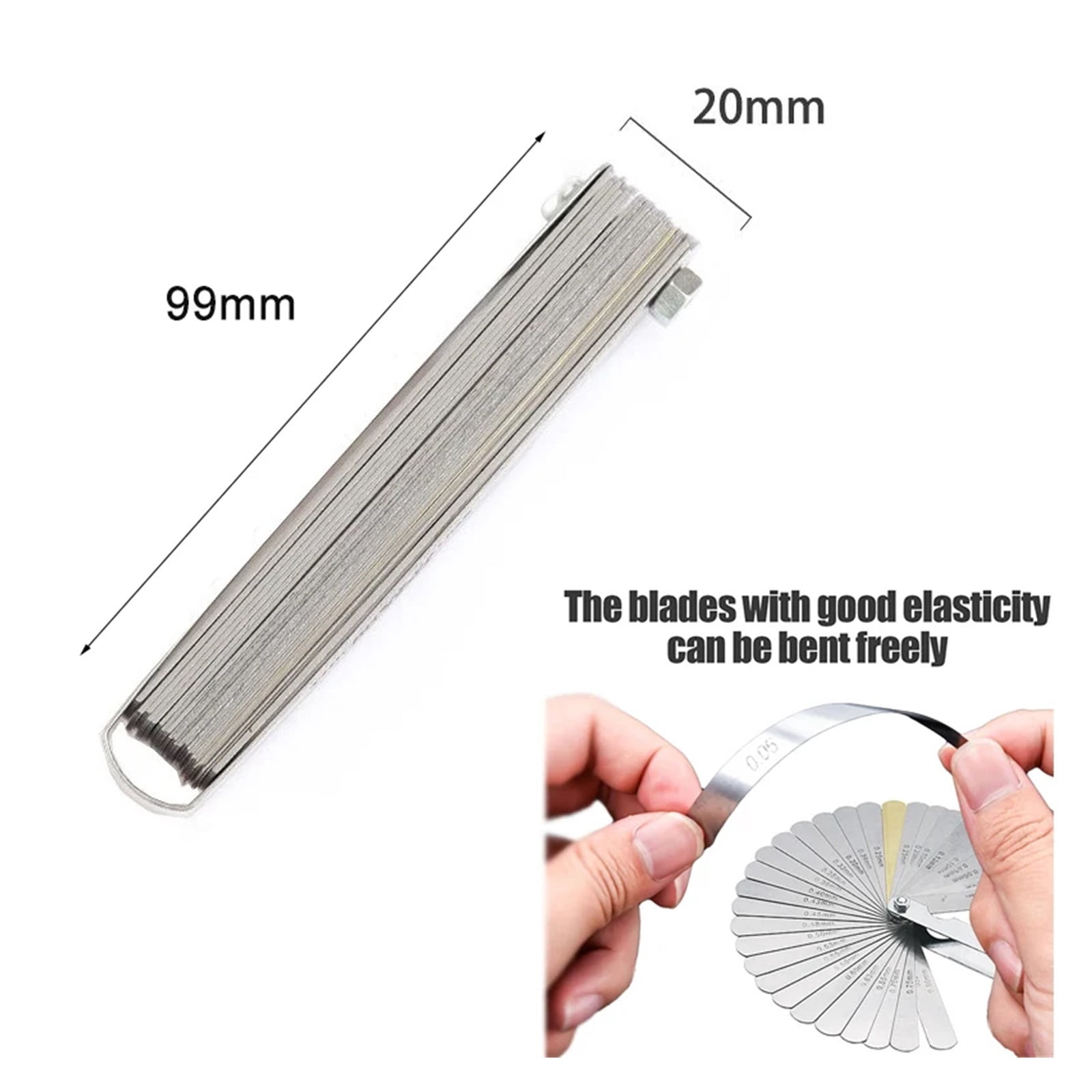 New 32 Blades Feeler Gauge Accuracy 0.04-0.88mm Thickness Gap Gauges Stainless Steel Feeler Metric English units Gap Measuring Tool ,Corrosion-Resistant