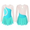 thumbnail image 6 of renvena Kids Girls Shiny Rhinestones Mesh Splice Figure Ice Skating Dress 6-16 Mint Green 14, 6 of 7