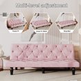 thumbnail image 4 of UHOMEPRO Velvet Sofa Bed, Convertible to 66" Sofa Bed, Couch with Adjustable Gears Backrest, Sleeper Sofa for Living Rooms Apartment and Bedroom, Pink, 4 of 10