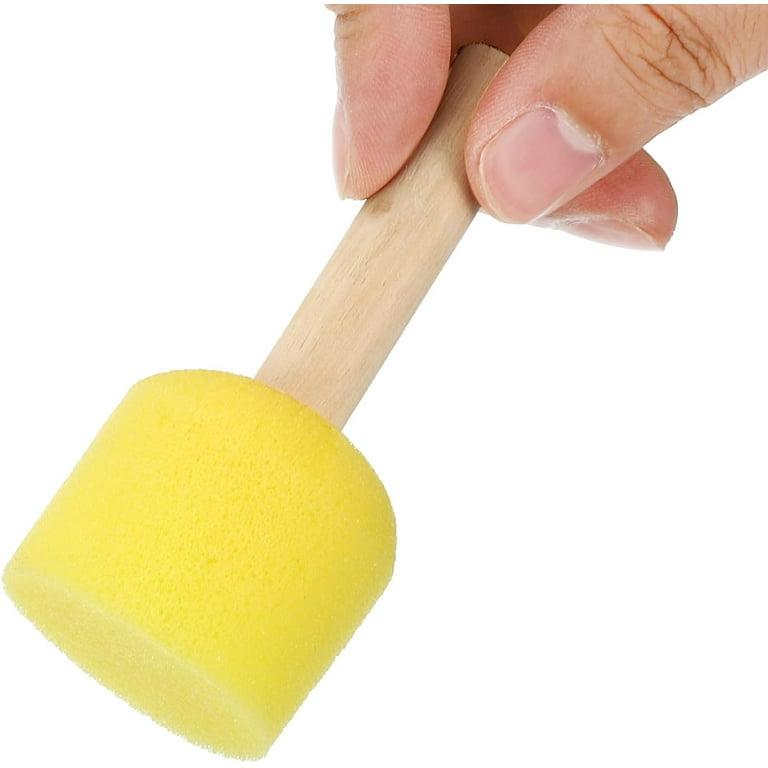 0.8 inch Paint Sponges for Painting, 40 Pack Round Painting Sponge Foam Brush Wooden Handle Painting Tools for Crafts Arts, Yellow, Size: 20
