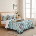 thumbnail image 5 of Queen Quilt Set 90''x96'', Sea Turtle Coastal Lightweight Bedspread Coverlet Set with 2 Pillow Shams, Teal Nautical Starfish Botanical Breathable All Season Quilt Bedding for Bedroom/Guest Room, 5 of 9