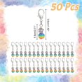 thumbnail image 2 of 50 Pcs Round Stripe Stitch Markers Resin Stitch Markers Removable Lobster Clasp Locking Knitting Markers for Knitting Weaving Sewing Jewelry Making Colorful, 2 of 6