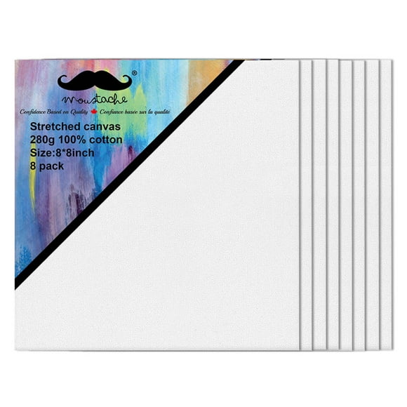 Stretched Blank Canvas Panels 8/Pack, 100% Cotton Acid Free Artist Canvas Boards
