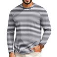 thumbnail image 2 of Mfakffe Men's Striped T-Shirt Long Sleeves Round Neck Basic | Spring Fall, Lightweight Fabric, Soft, Regular Fit, Casual Style, 2 of 5