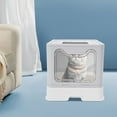 thumbnail image 4 of Loyalheartdy Gray Foldable Cat Litter Box with Lid Plastic Drawer Structure Cat Litter Box with Scoop,Front Entry & Top Exit, Closed Smell Proof Anti-Splashing 50*40*38cm, 4 of 12