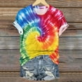 thumbnail image 3 of VBTAPA Womens Short Sleeve T-shirts Tie Dye Graphic Tees Summer Casual Workout Round Neck Tee Tops Lightning Sales Multicolor S, 3 of 5