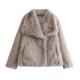 thumbnail image 3 of HH TRAF Chaqueta holgada de piel sintética a la moda para mujer, elegante abrigo de felpa de manga larga con abertura frontal, abrigo informal de gran tamaño con solapa para mujer, 3 of 5