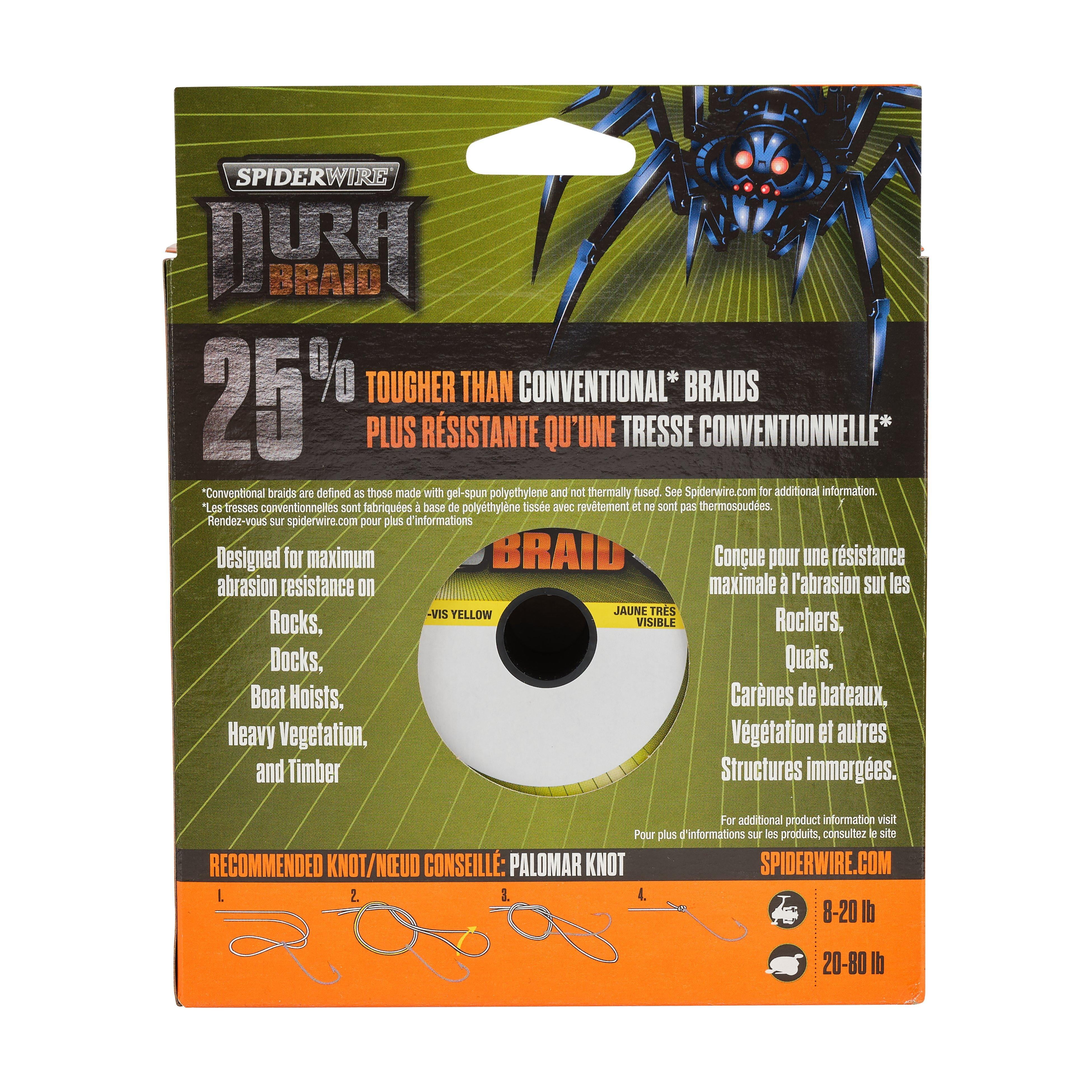 SpiderWire DuraBraid Fishing Line, Hi-Vis Yellow, 8 lb Test Strength, 500 yd