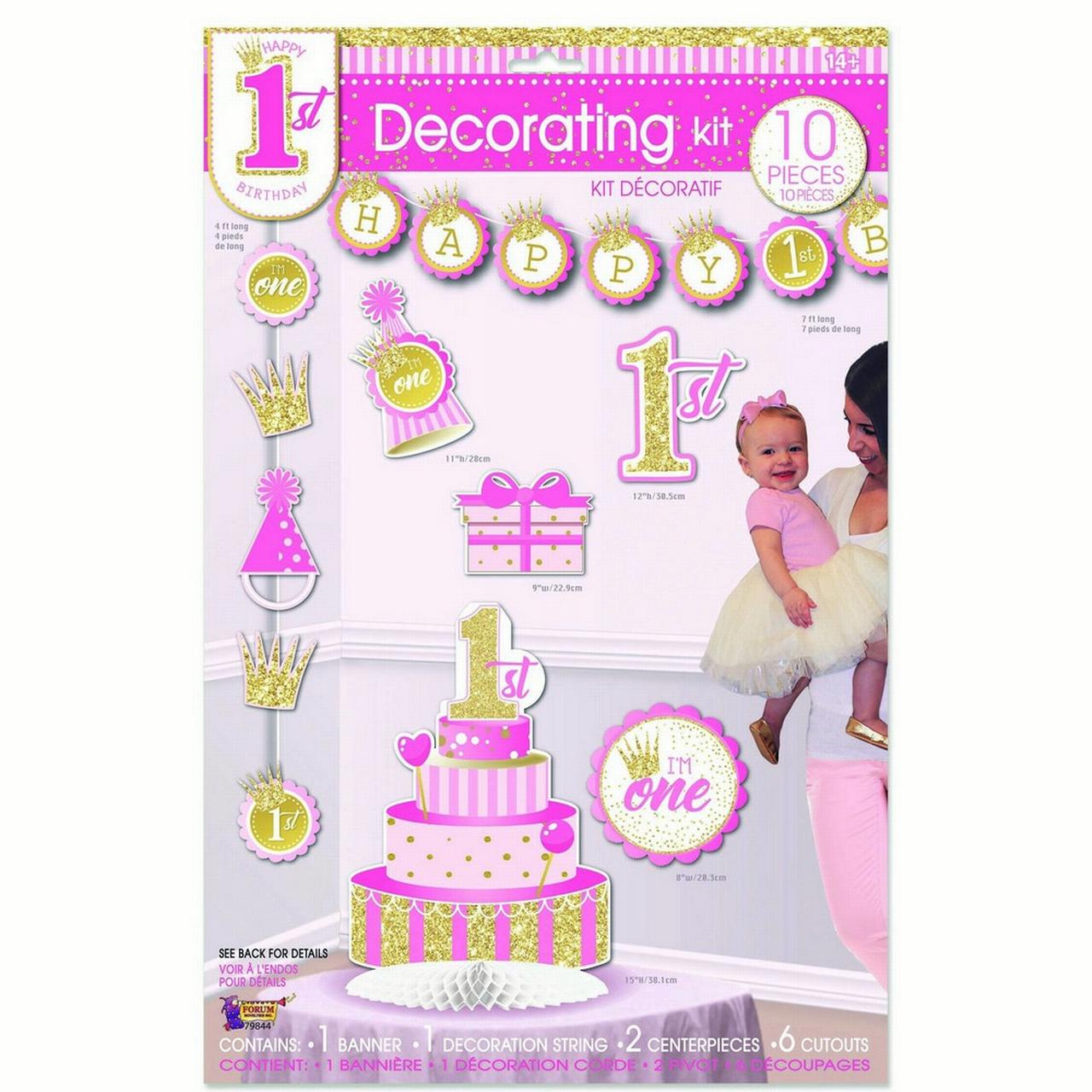 1st Birthday Pink Decorating Kit (10)