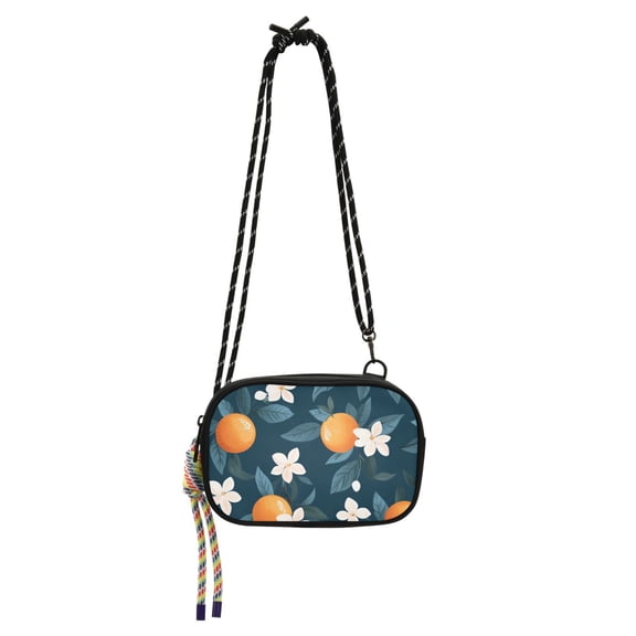 FORMRS Mini Crossbody Bag for Women Adjustable Shoulder Rope Travel Casual Phone Purse, Oranges Pattern