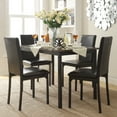 thumbnail image 2 of Weston Home Declan 5-Piece Faux Marble Top Black Metal Frame Dining Set with 4 Faux Black Leather Chairs, 2 of 3