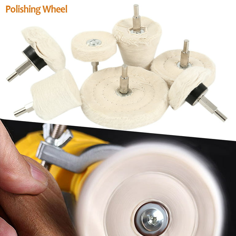 Pluokvzr 7Pcs Polishing Wheel Set Felt Polishing Buffing Wheel Pad Mop Drill  Kit for Metal Grinder Polisher Tool White 