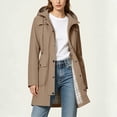 thumbnail image 7 of WAGUTH Rain Jacket for Women Waterproof Outdoor Hiking Coats Lightweight Hooded Trench Jacket with Plaid Lined & Pockets,Khaki,S, 7 of 7